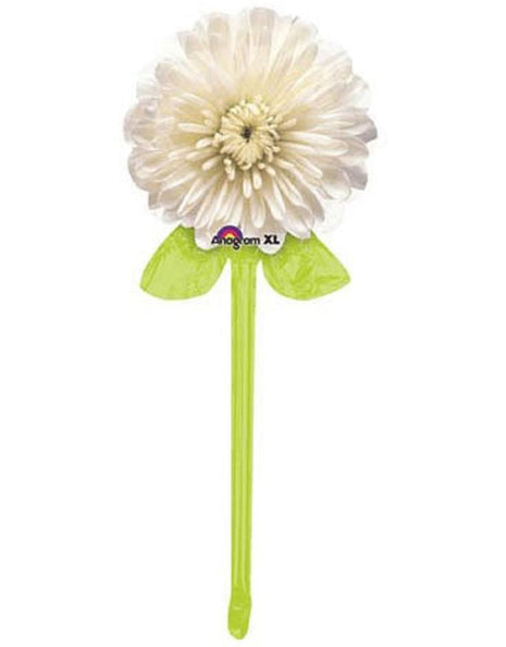 39in Anagram White Flower With Stem Balloon - Joker Party Supply