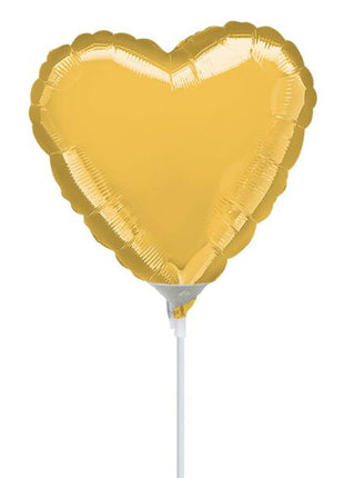 Globo de corazón dorado con anagrama de 4 pulgadas (se requiere sellado térmico)