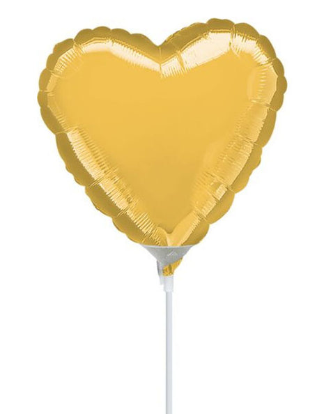 Globo de corazón dorado con anagrama de 4 pulgadas (se requiere sellado térmico)