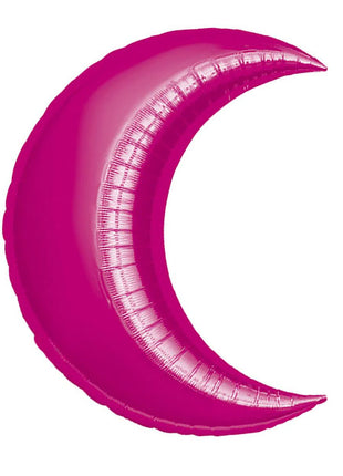 Globo de media luna fucsia con anagrama de 35 pulgadas