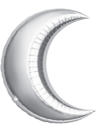 Globo de media luna plateada con anagrama de 35 pulgadas