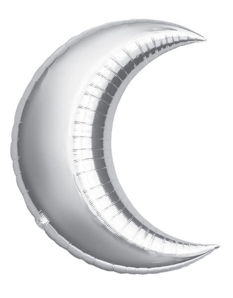 Globo de media luna plateada con anagrama de 35 pulgadas