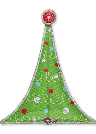 35in Anagram Holographic Christmas Tree Balloon - Joker Party Supply