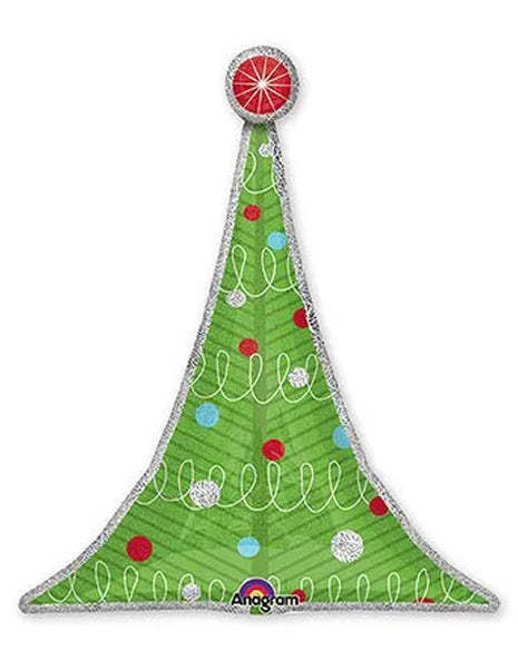 35in Anagram Holographic Christmas Tree Balloon - Joker Party Supply