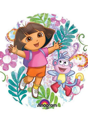 Globo holográfico de Dora la Exploradora con anagrama de 18 pulgadas