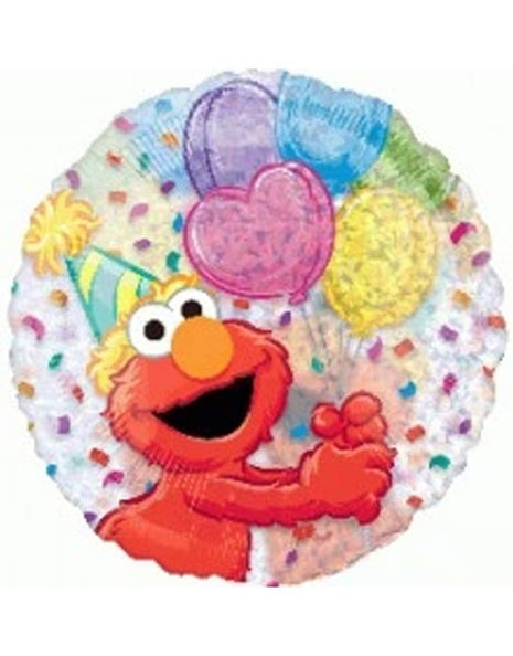 Globo holográfico transparente de cumpleaños de Elmo con anagrama de 18 pulgadas