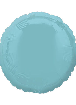 Globo circular azul perlado iridiscente de 18 pulgadas con anagrama
