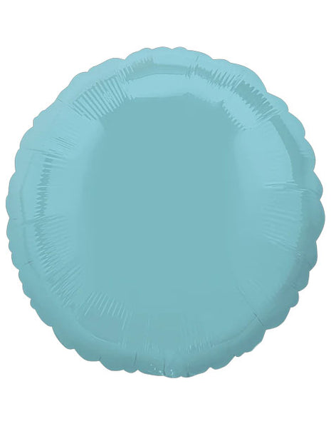 Globo circular azul perlado iridiscente de 18 pulgadas con anagrama
