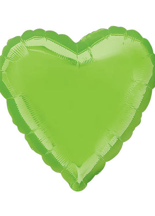 Globo de corazón verde lima iridiscente con anagrama de 18 pulgadas