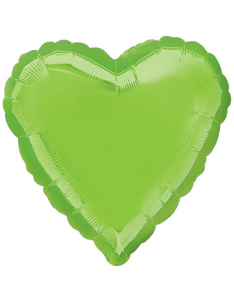 Globo de corazón verde lima iridiscente con anagrama de 18 pulgadas