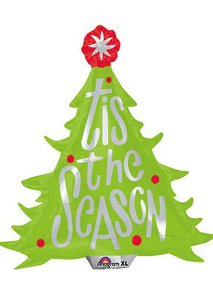 34in Anagram Tis The Season Tree Balloon - Joker Party Supply