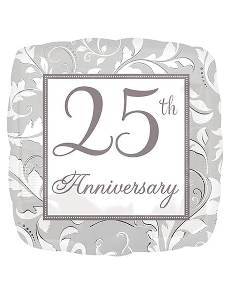 18in Anagram Silver Elegant Scroll 25th Anniversary Balloon