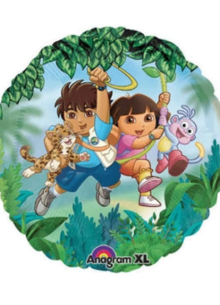 Globo de Dora y Diego con anagrama de 18 pulgadas de Dora la Exploradora