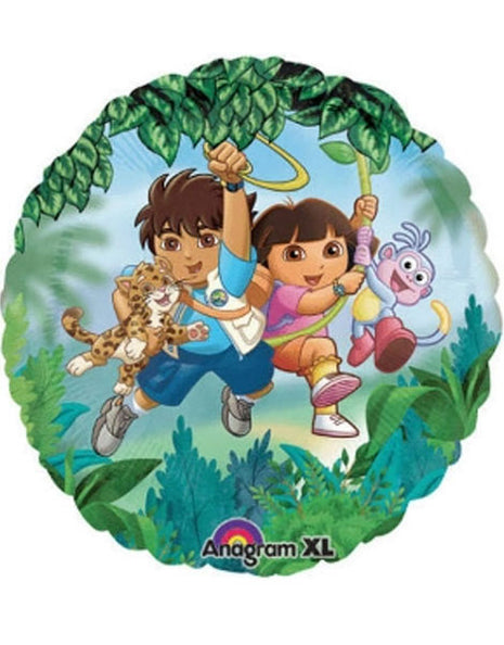 Globo de Dora y Diego con anagrama de 18 pulgadas de Dora la Exploradora