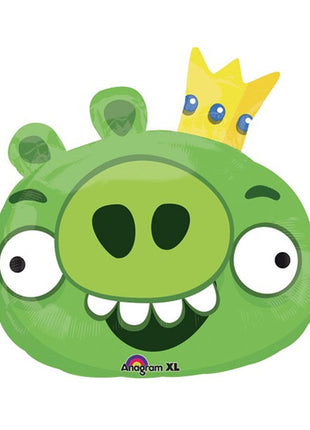 23in Anagram Angry Birds Green King Pig Balloon - Joker Party Supply
