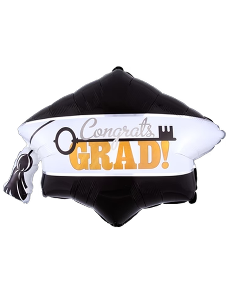 Globo de birrete con anagrama de 31 pulgadas "Felicitaciones al graduado", clave para el éxito