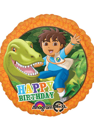 Globo de feliz cumpleaños con anagrama de 18 pulgadas "Go Diego Go"