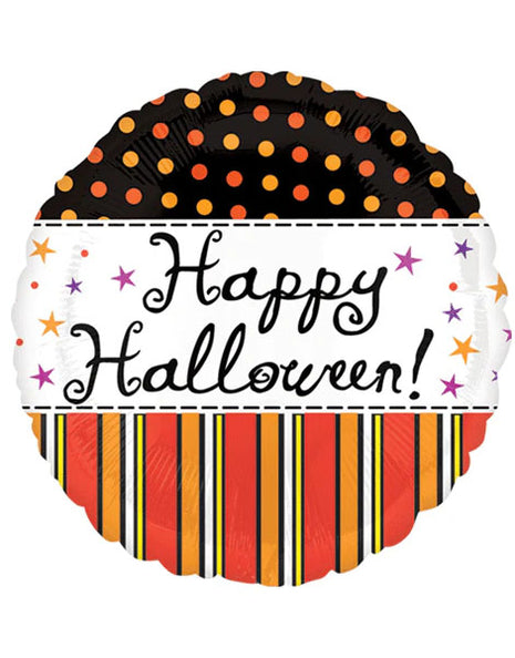 Globo de 18 pulgadas con diseño de puntos y rayas de Happy Halloween