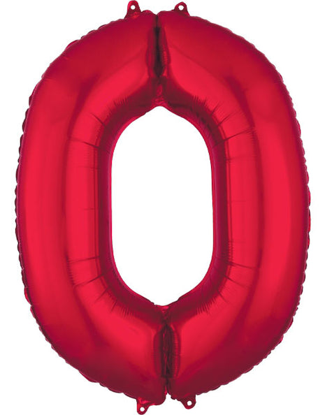 34in Anagram Red Number 0 Balloon - Joker Party Supply