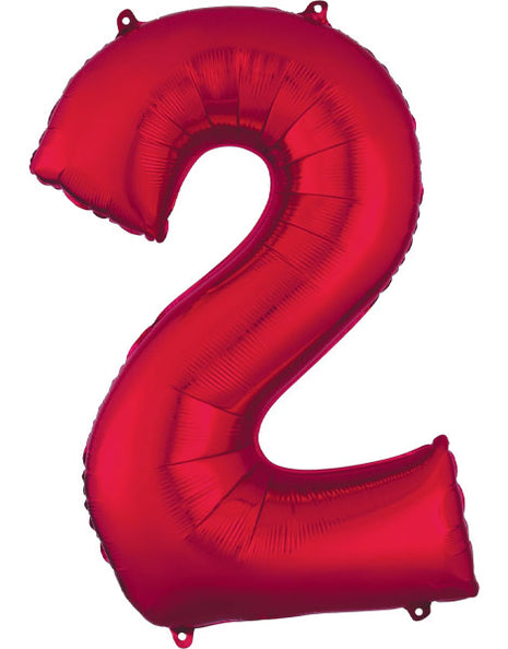 34in Anagram Red Number 2 Balloon - Joker Party Supply