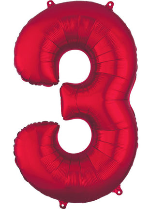 34in Anagram Red Number 3 Balloon - Joker Party Supply