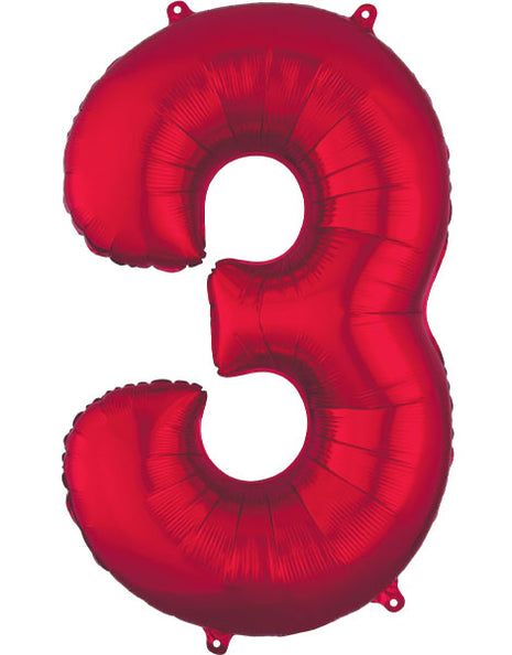 34in Anagram Red Number 3 Balloon - Joker Party Supply
