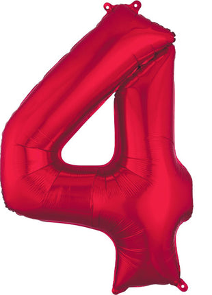 34in Anagram Red Number 4 Balloon - Joker Party Supply