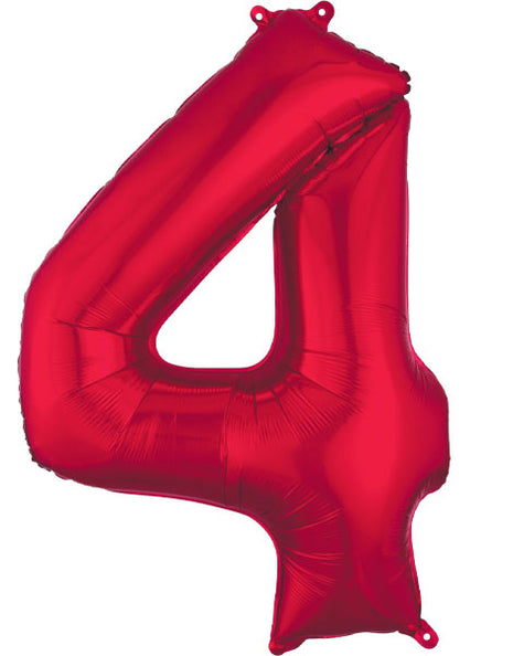 34in Anagram Red Number 4 Balloon - Joker Party Supply