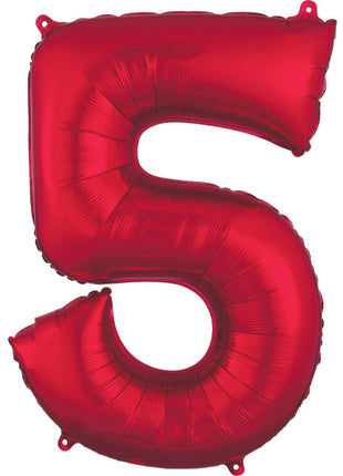 34in Anagram Red Number 5 Balloon - Joker Party Supply