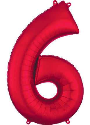 34in Anagram Red Number 6 Balloon - Joker Party Supply