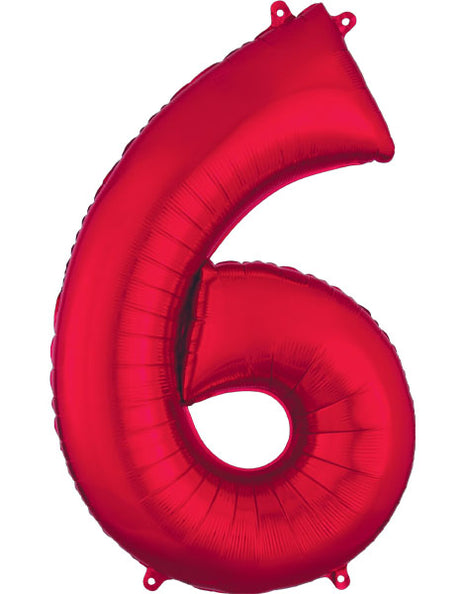 34in Anagram Red Number 6 Balloon - Joker Party Supply