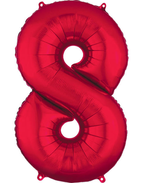 34in Anagram Red Number 8 Balloon - Joker Party Supply