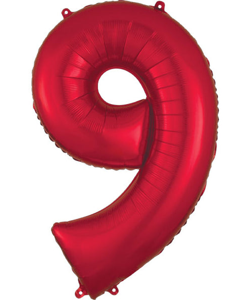 34in Anagram Red Number 9 Balloon - Joker Party Supply