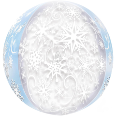 16in Anagram see-thru Snowflakes Orbz Balloon - Joker Party Supply