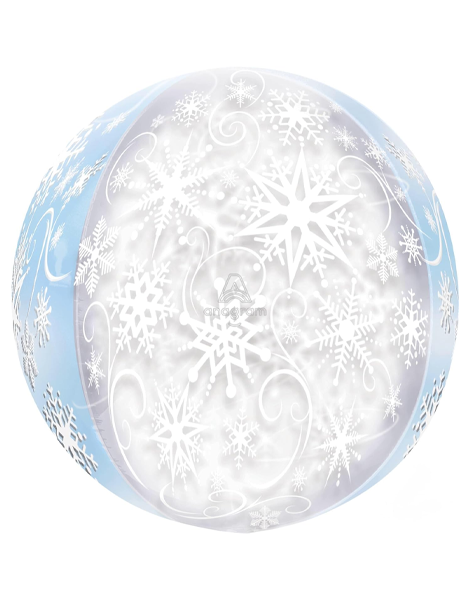 16in Anagram see-thru Snowflakes Orbz Balloon - Joker Party Supply