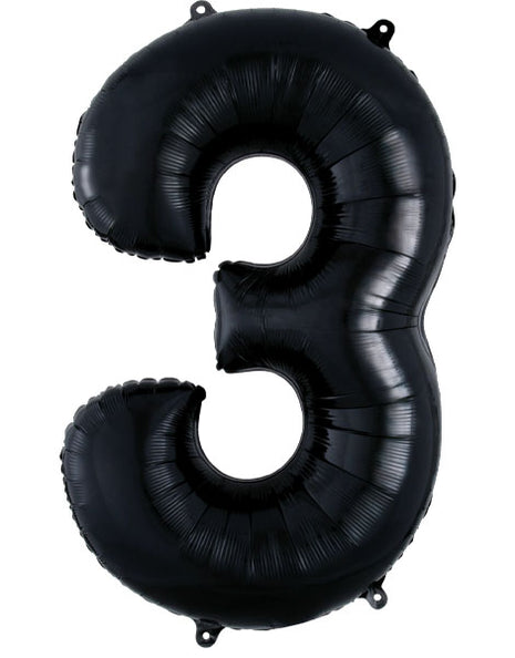34in Anagram Black Number 3 Balloon - Joker Party Supply