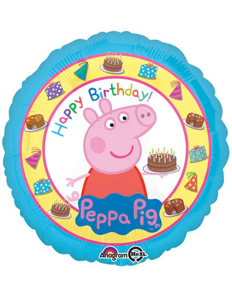 Globo de feliz cumpleaños de Peppa Pig con anagrama de 18 pulgadas