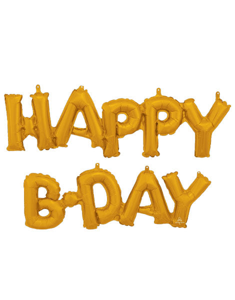 Anagram Air-Filled Gold Happy B.Day Balloon - Joker Party Supply