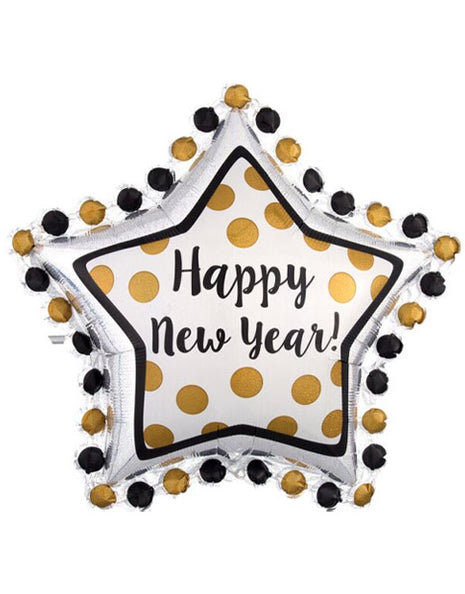 30in Anagram Holographic Happy New Year Star Balloon - Joker Party Supply