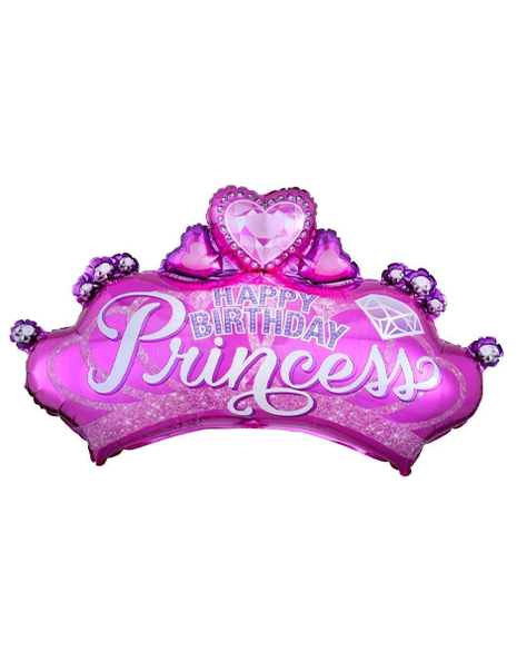 32in Anagram Happy Birthday Princess Crown Balloon - Joker Party Supply