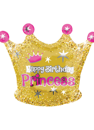 20in Anagram Happy Birthday Princess Crown Balloon - Joker Party Supply