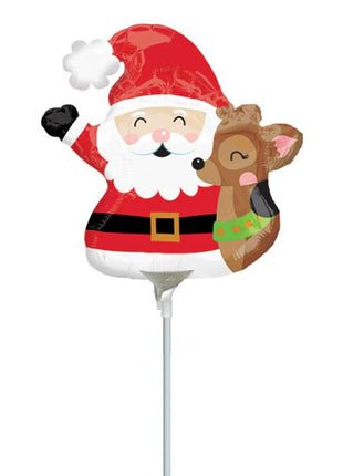 14in Anagram Santa And Reindeer Balloon (Heat Seal Required)