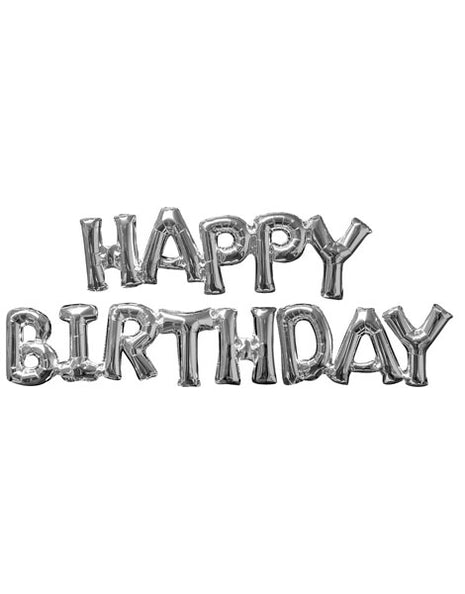 48in Anagram Air-Filled Phrase Happy Birthday Silver Balloon