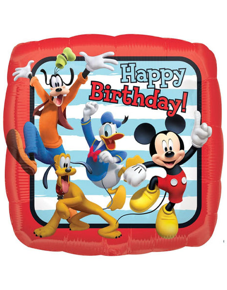 Globo de feliz cumpleaños de Mickey Roadster Racers con anagrama de 18 pulgadas
