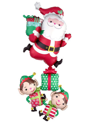 63in Anagram Santa & Elves Stacker Balloon - Joker Party Supply