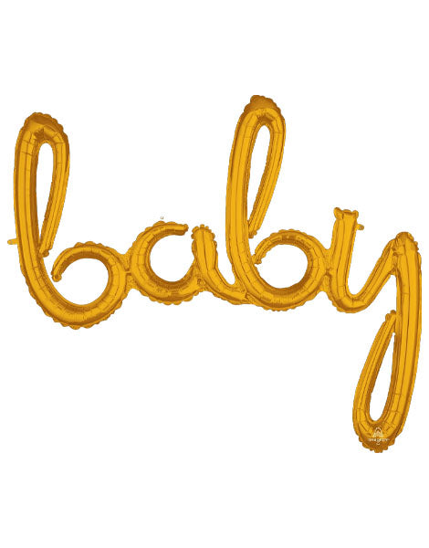 39in Anagram Air-Filled Script Gold Baby Balloon - Joker Party Supply