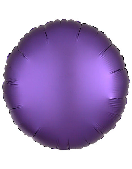 Globo redondo de satén morado con anagrama de 18 pulgadas