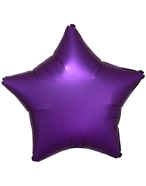Globo de estrella de satén morado con anagrama de 18 pulgadas