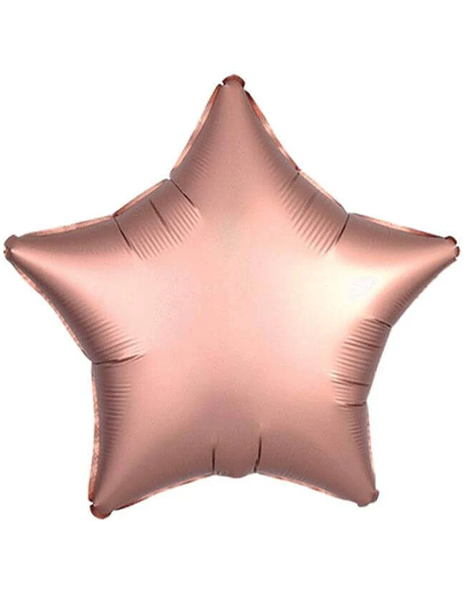 Globo de estrella de cobre rosa satinado con anagrama de 18 pulgadas