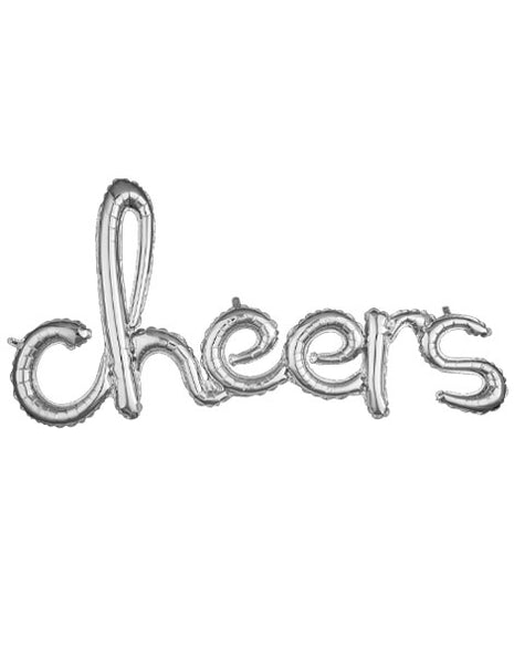 40in Anagram Air-Filled Silver Cheers Phrase Balloon - Joker Party Supply
